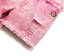 Kids Girls Pink Denim Suspender Shorts and White Top Clothing Set childrensterritory