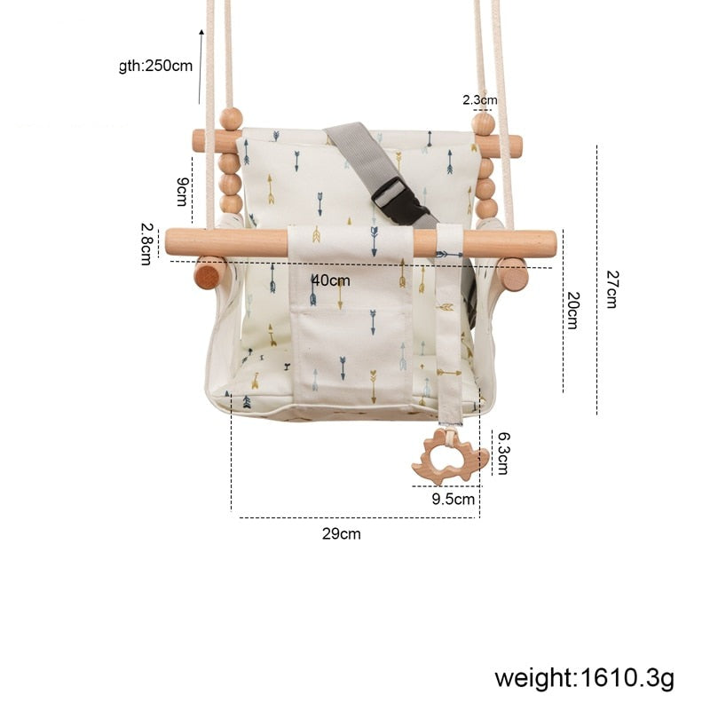 Cartoon Canvas Baby Wood Hanging Chair Outdoor Toy childrensterritory