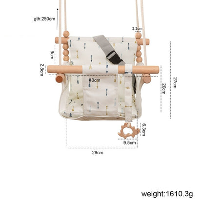 Cartoon Canvas Baby Wood Hanging Chair Outdoor Toy childrensterritory