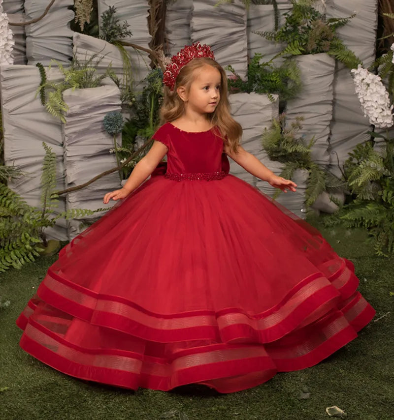 Puffy Layers Big Bow Little Princess Dress for Girls