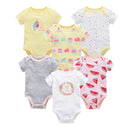 6 pcs/lot Baby Girls Cartoon Print Bodysuits for Summer childrensterritory