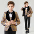 Kids Boy 3PCS Floral Design Blue Gold Communion Suit childrensterritory