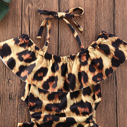 Toddler Girl Leopard Print Ruffle Swimwear/Bikini childrensterritory