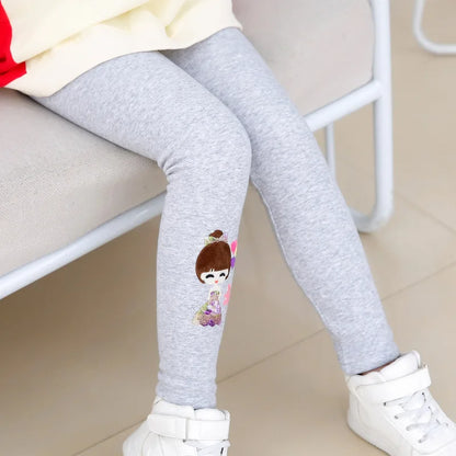 Cartoon Girl Pattern Winter Thick Warm Fleeced Pants For Girls childrensterritory