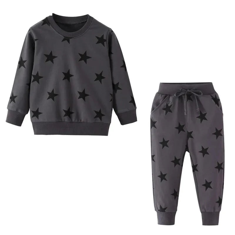 Kids Boys Cartoon Animals Print Cotton Tracksuit Set childrensterritory