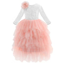 Kids Girls Lace Flower Design Layered Birthday Party Dress childrensterritory