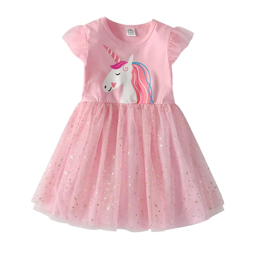Kids Girls Unicorn Embroidery Birthday Tutu Dresses childrensterritory