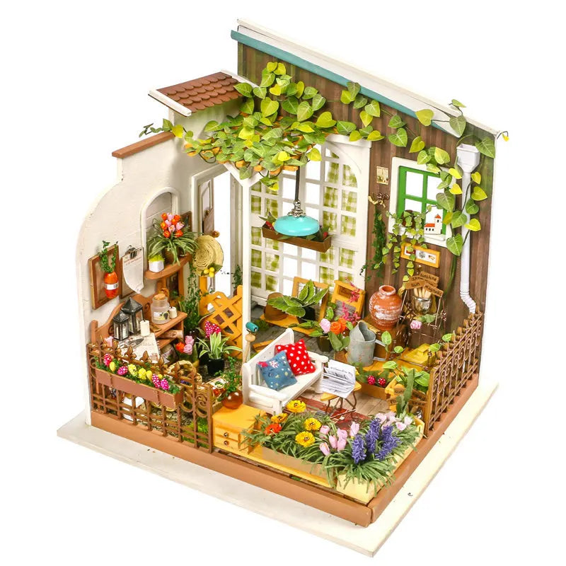 Miniature Wooden DIY House with Furniture Toys