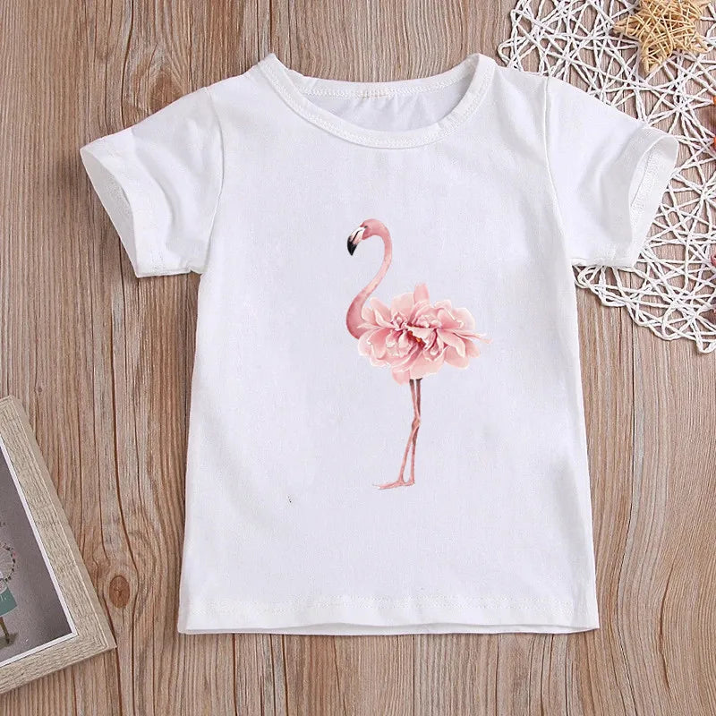 Stylish Cartoon Print Kids Girls Casual T-shirts childrensterritory