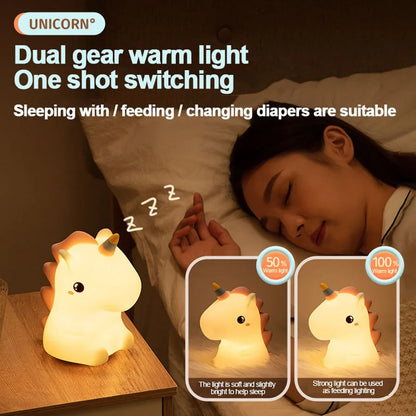 Cute Unicorn Design Silicone LED Night Light For Kids Room childrensterritory