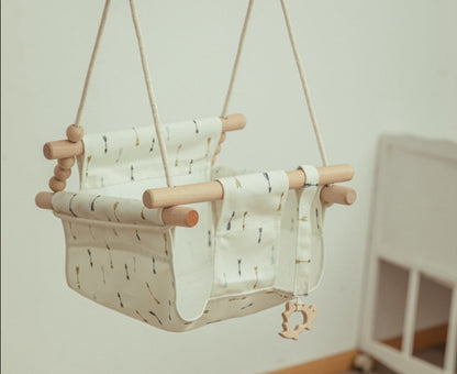Cartoon Canvas Baby Wood Hanging Chair Outdoor Toy childrensterritory