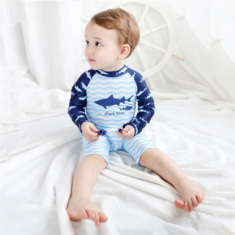 Kids Boys Cartoon Print One Piece Zipper Sunsuit Beachwear childrensterritory