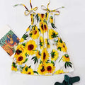 Bohemian Style Kids Girls Floral Sling Ruffles Beach Dresses childrensterritory