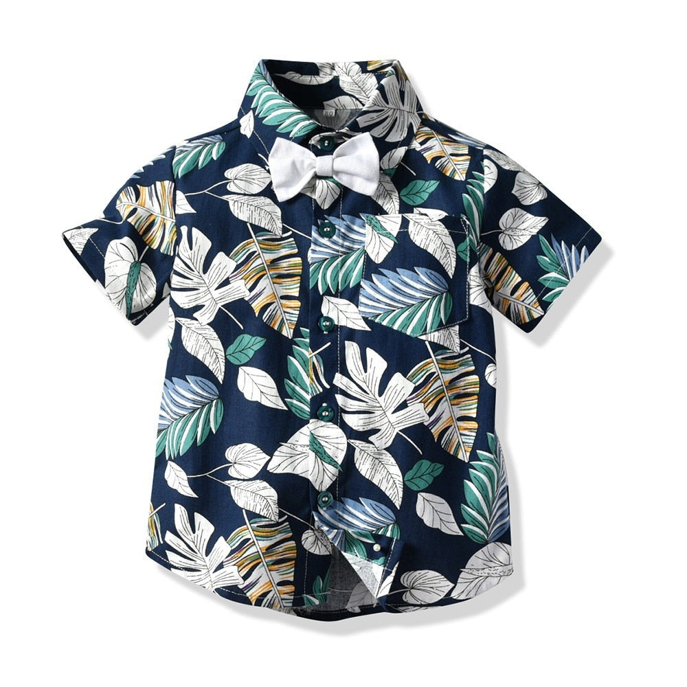 Toddler Boy Floral Bowtie Shirt + Shorts Gentleman Clothing Set childrensterritory