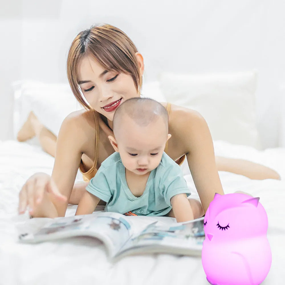 Rechargeable Owl LED Night Light in 9 Colors for Kids Room childrensterritory