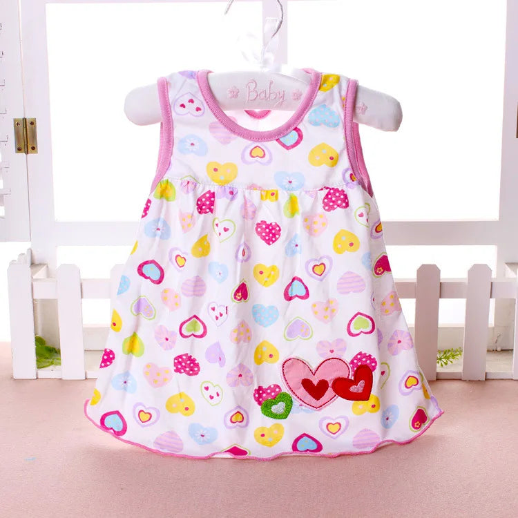 Baby Girl Floral and Cartoon Print Summer Cotton Dresses