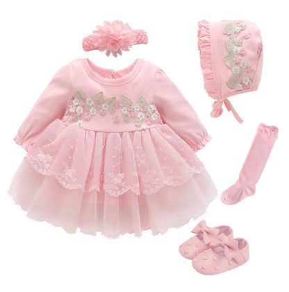 Newborn Girl Christening Dresses Set (Shoes, Tights &amp; Long Socks) childrensterritory