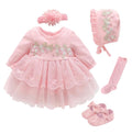 Newborn Girl Christening Dresses Set (Shoes, Tights & Long Socks) childrensterritory