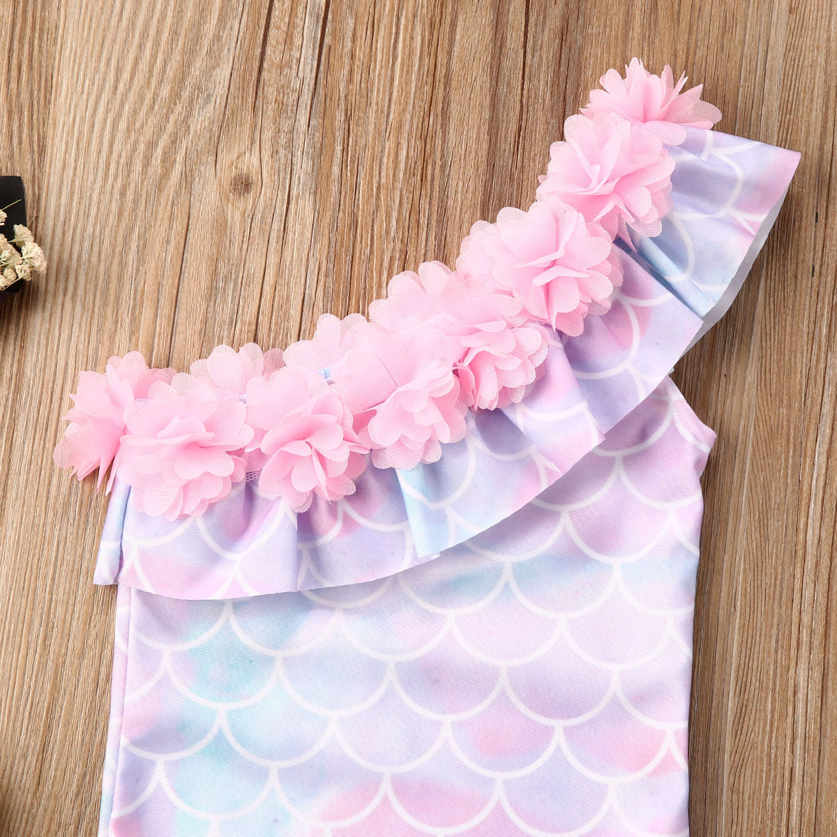 One Shoulder Ruffles Kids Girls Bikini Swimwear childrensterritory