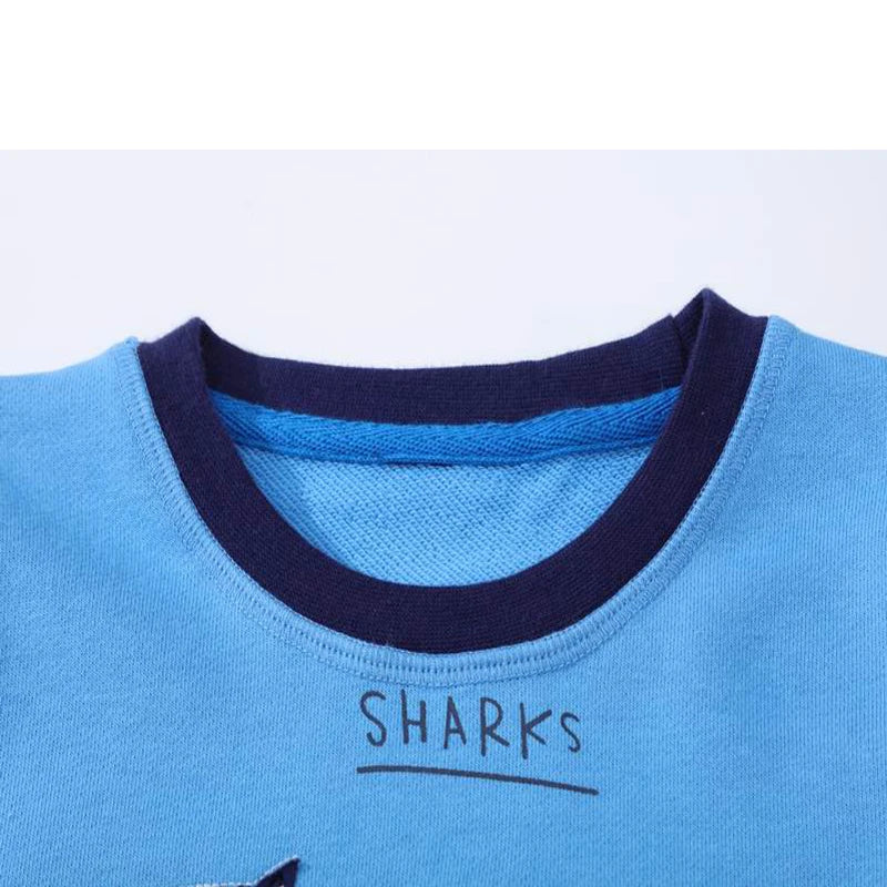 Shark Embroidery Pattern Long Sleeves Sweatshirts for Kids