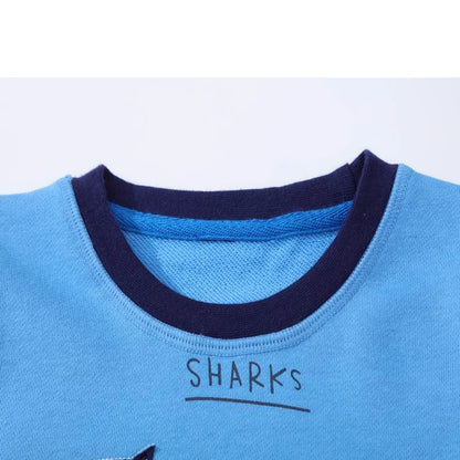 Shark Embroidery Pattern Long Sleeves Sweatshirts for Kids childrensterritory