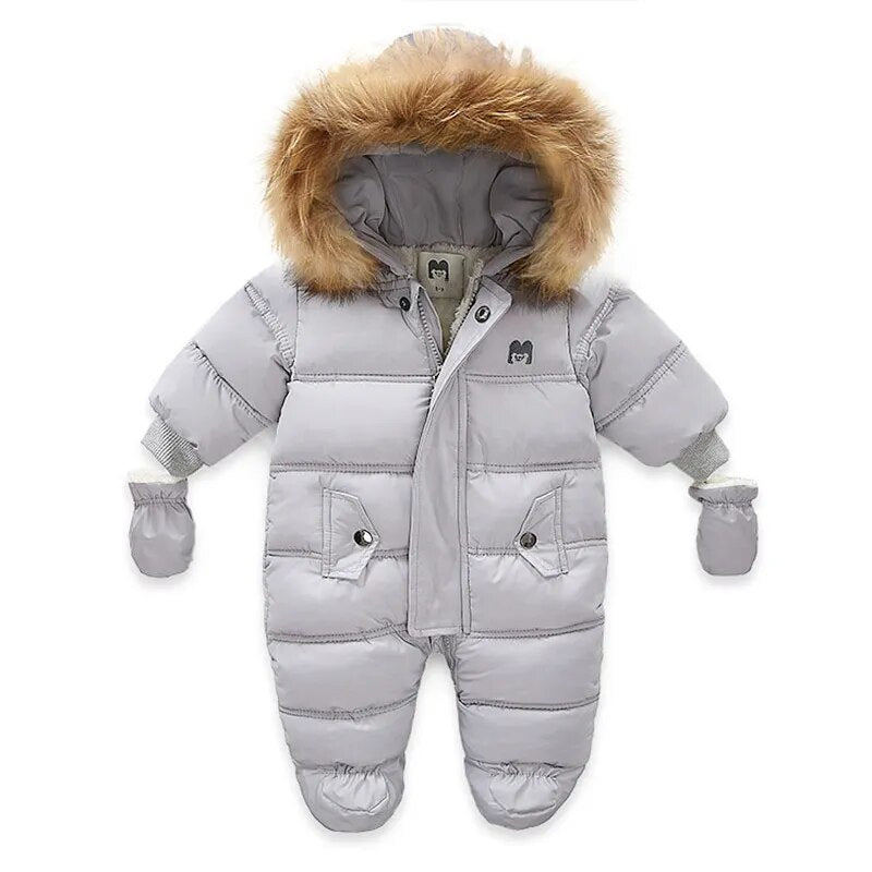 Baby Thick Warm Hooded Fleece Rompers Snowsuit childrensterritory
