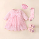 Newborn Girl Christening Dresses Set (Shoes, Tights & Long Socks) childrensterritory
