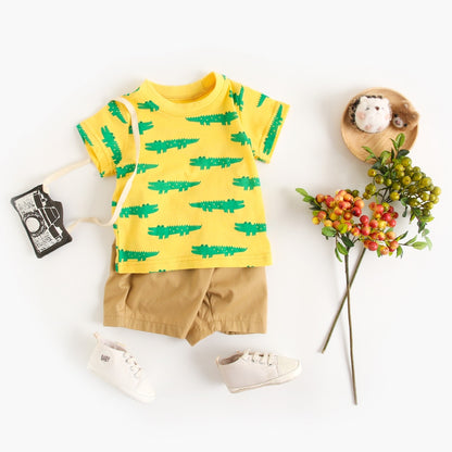 Cartoon Print Baby Boy 2pcs Casual Summer Clothing Sets childrensterritory