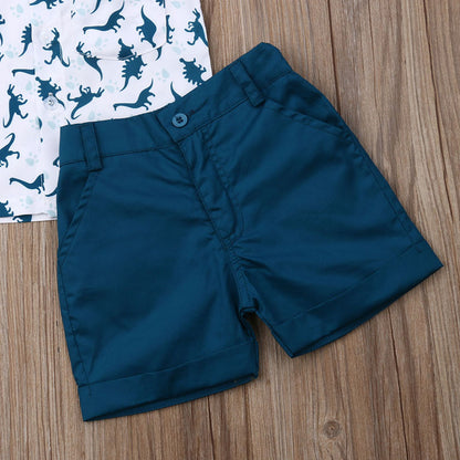 Dinosaur Print 2pcs Kid Boy Casual Summer Clothes Set childrensterritory