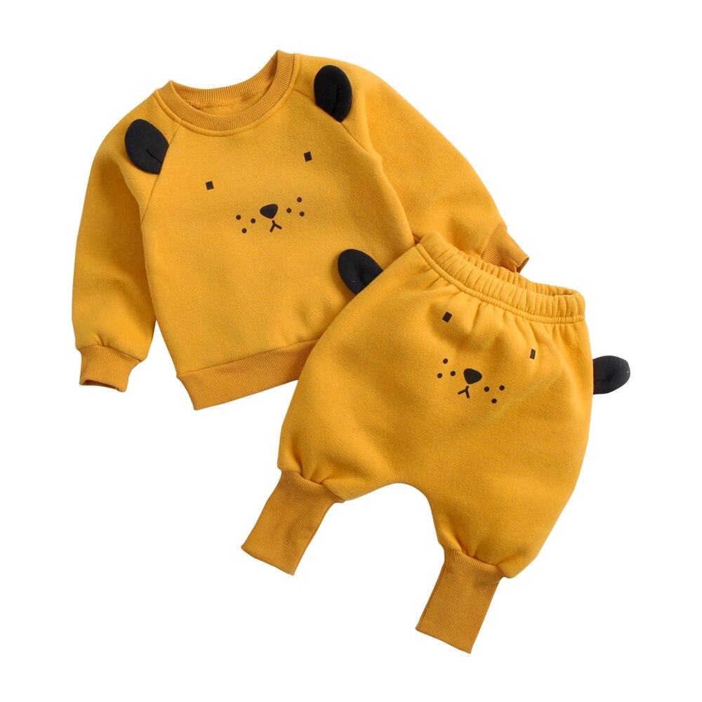 Animal Printed 2Pcs Casual Warm Baby Clothes Sets Tops + Pants childrensterritory