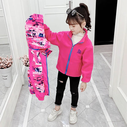 Kids Girls Warm Polar Fleece 2pcs Windbreaker Coats childrensterritory
