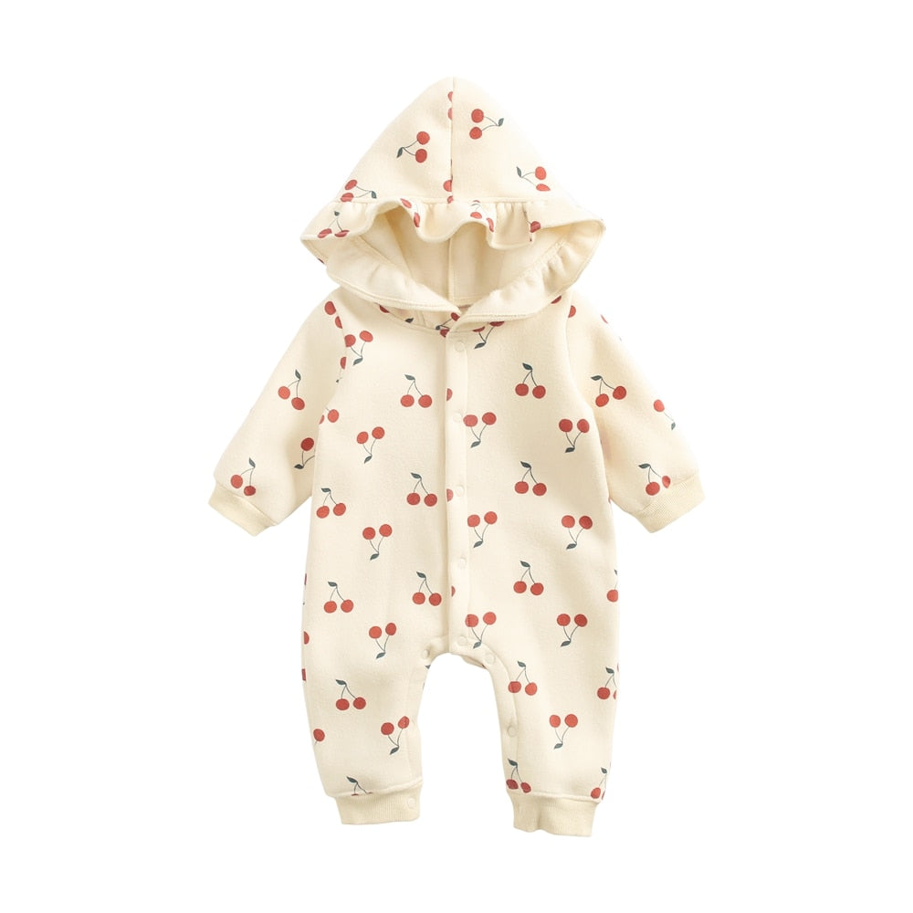 Long Sleeve Printed Baby Hooded Bodysuit for Winter childrensterritory