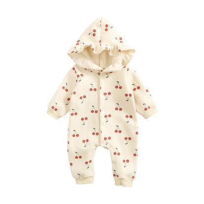 Long Sleeve Printed Baby Hooded Bodysuit for Winter childrensterritory