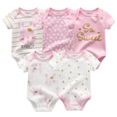 Cartoon Print Baby Girls Short Sleeve Cotton Romper Set