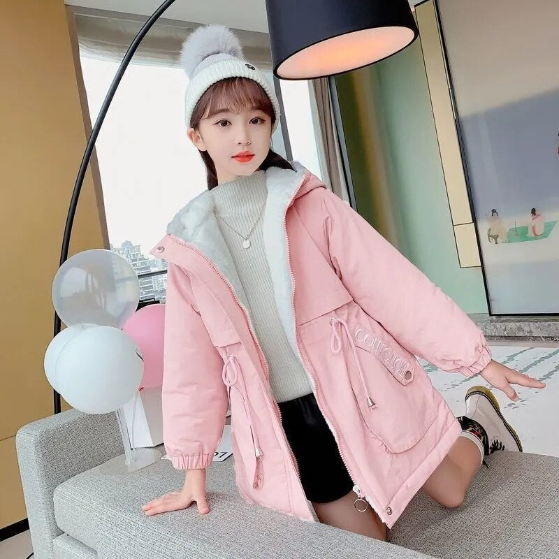 Kids Girls Thick Parka Hooded Down Jacket Windbreaker childrensterritory
