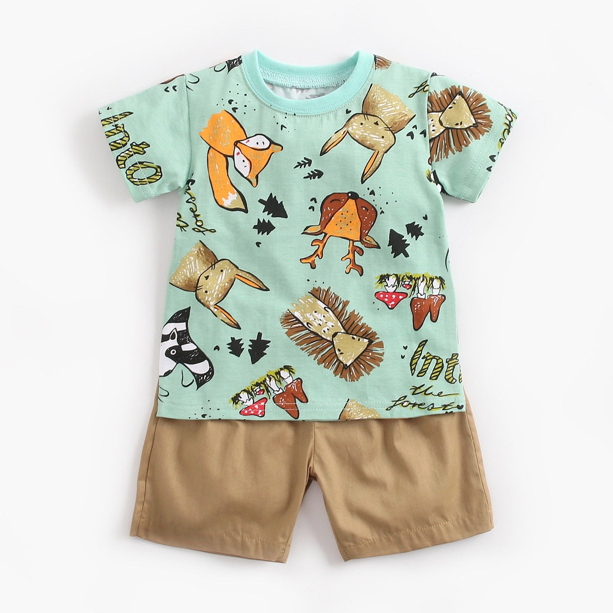Infants Boys Cartoon Print Tops + Shorts 2Pcs Clothing Sets childrensterritory