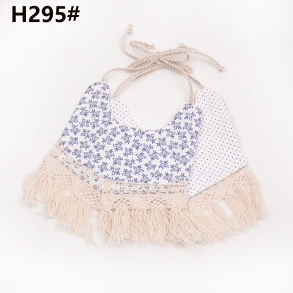 Baby Tassel Double-deck Bib | Cotton Linen Burp Cloths childrensterritory