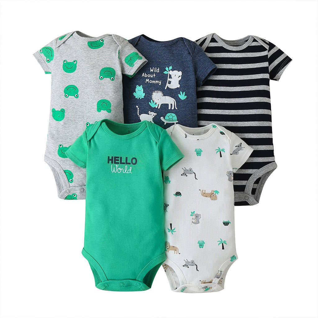 5PCS/Lot Baby Boys Girls Short Sleeve Printed Bodysuits childrensterritory