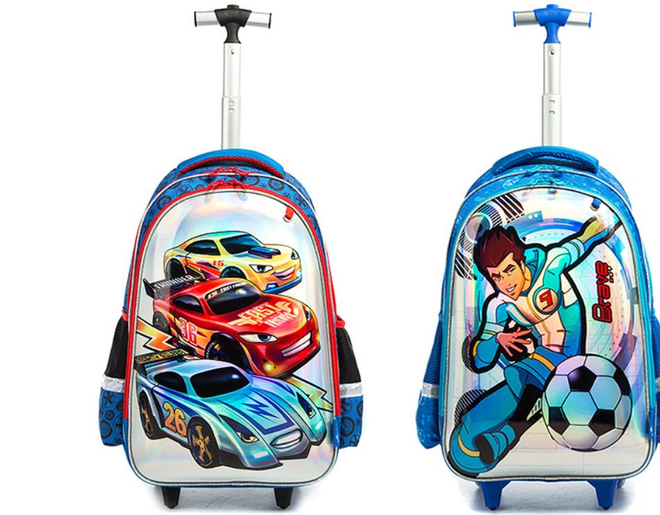 3D Cartoon Print kids Student Trolley Bags Set childrensterritory