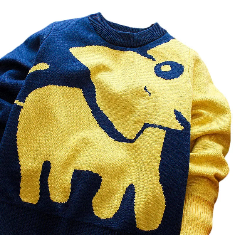 Kids Cartoon Print Long-Sleeved Winter Sweater childrensterritory