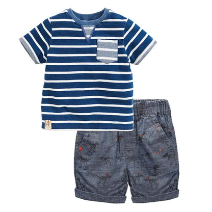 Kids Boys Short Sleeve Cartoon Print Clothing Sets childrensterritory