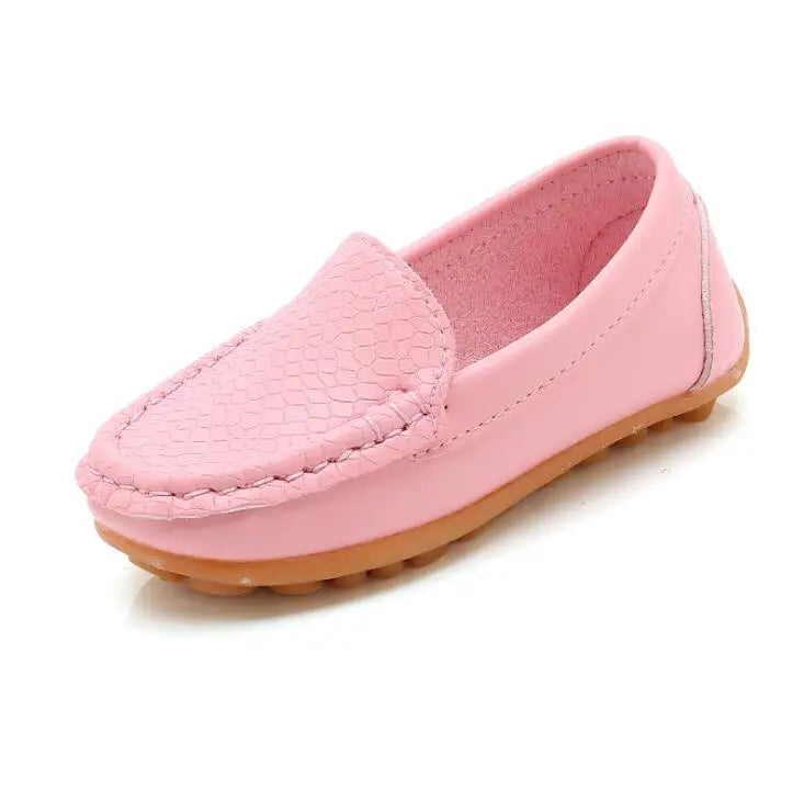Kids Casual Style Slip On Leather Loafers