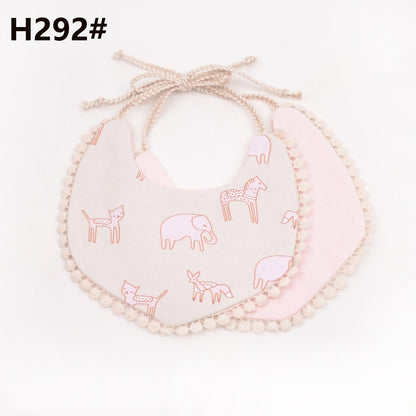 Baby Tassel Double-deck Bib | Cotton Linen Burp Cloths childrensterritory