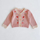Baby Girls Long Sleeves Floral Embroidery Knitted Cardigans childrensterritory