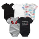 Cartoon Print Baby Girls Short Sleeve Cotton Romper Set