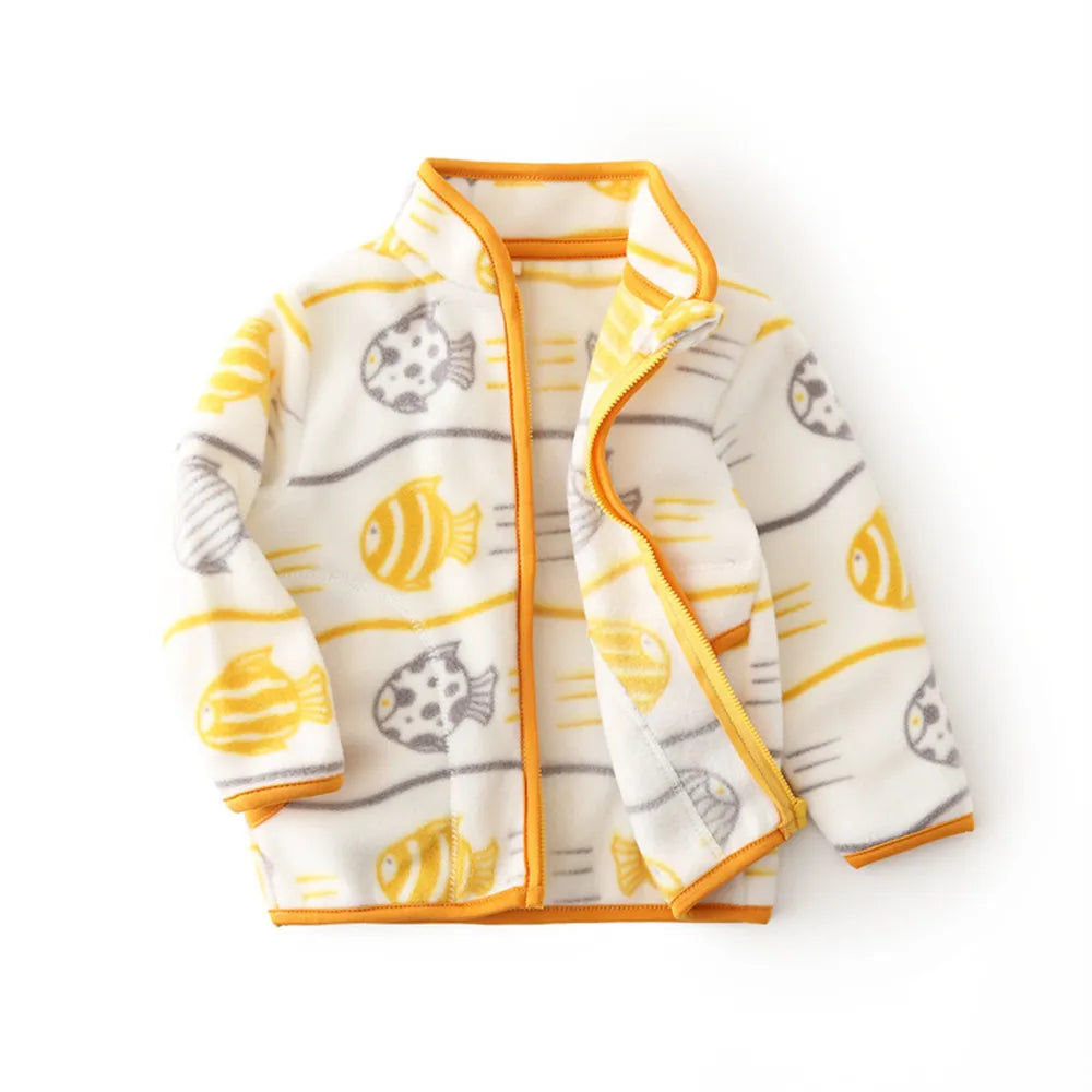 Printed Soft Fleece Kids Zipper Outerwear for Boys Girls childrensterritory