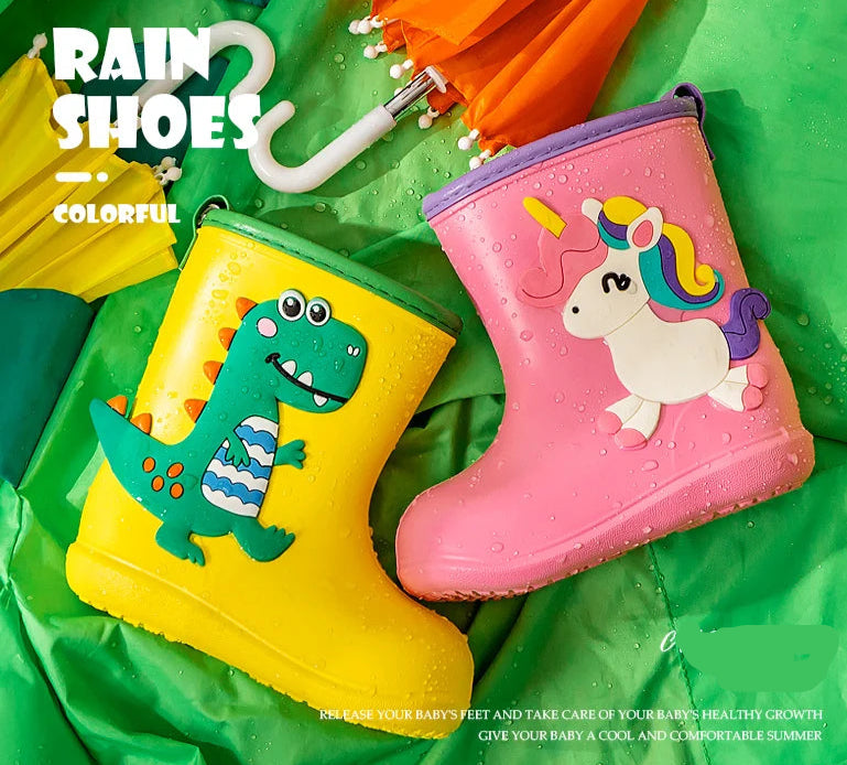 Non-slip Cartoon Dinosaur Design Children Rain Boots childrensterritory