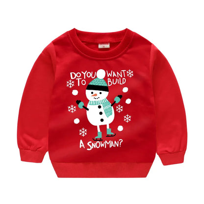 Christmas Letters and Santa Cartoon Prints Kids Sweatshirts childrensterritory