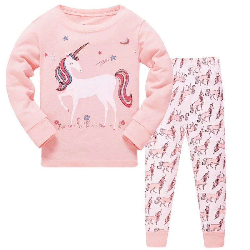 Kids Girls Cartoon Unicorn/Mermaid Print Sleepwear Set childrensterritory