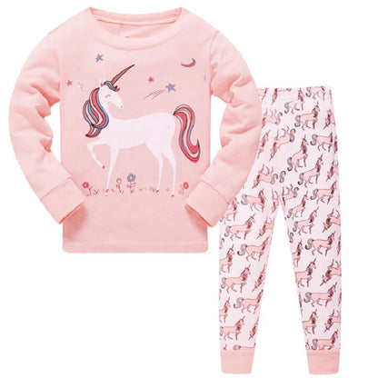 Kids Girls Cartoon Unicorn/Mermaid Print Sleepwear Set childrensterritory